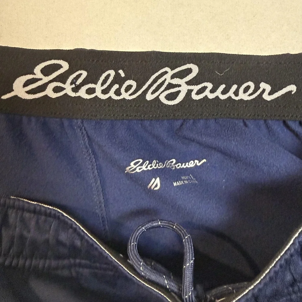 Eddie Bauer Pants Mens Large Blue Fleece Joggers Zip Pocket Athletic Stretch